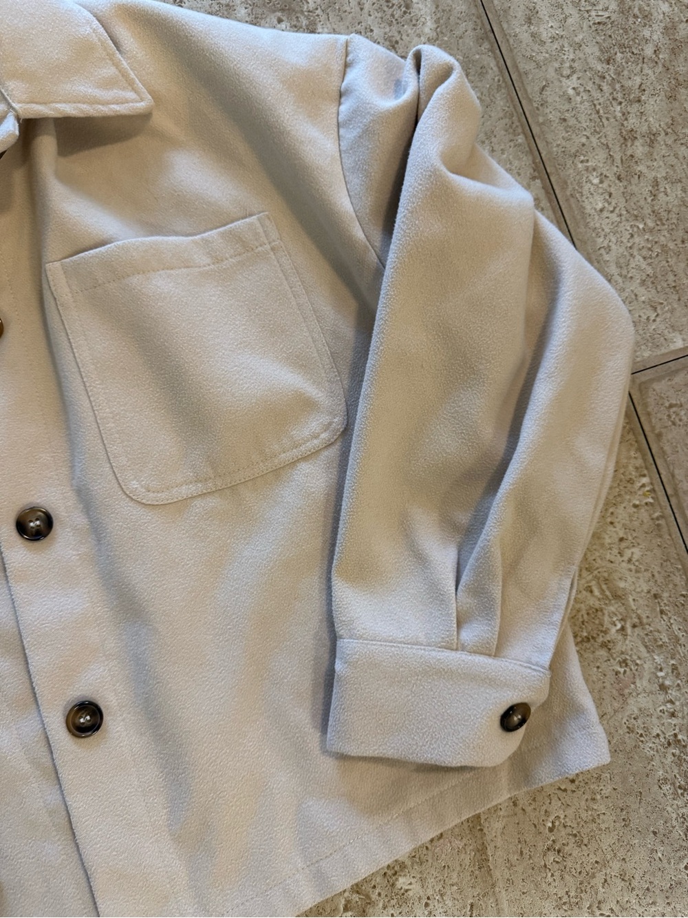 Cream Button-Front Jacket - Picture 3 of 5